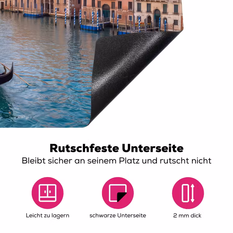 Gondel - Venetië - Kanaal - Stadsgezicht - Avondlicht Inductie beschermer vinyl 3mm middel -zzzzzzz-lf-onderkant