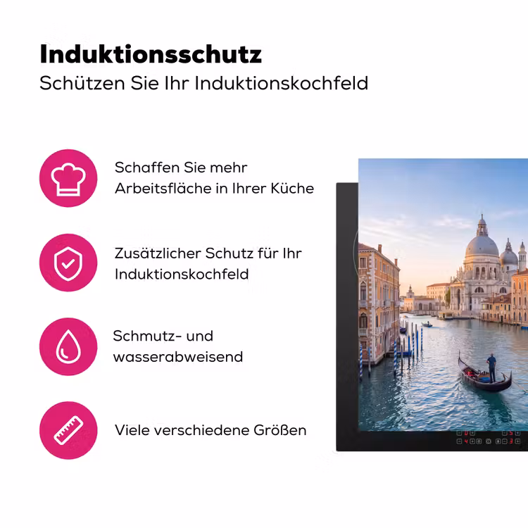 Gondel - Venetië - Kanaal - Stadsgezicht - Avondlicht Inductie beschermer vinyl 3mm middel -zzzzzzz-lf-ups