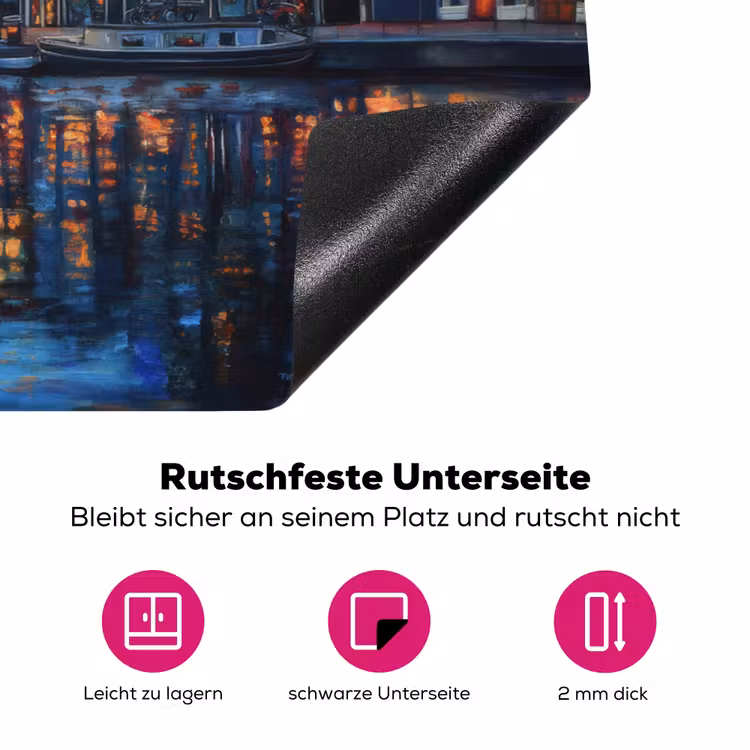 Grachten Amsterdam - Huizen - Stad - Kleurrijk Inductie beschermer vinyl 3mm klein -zzzzzzz-lf-onderkant