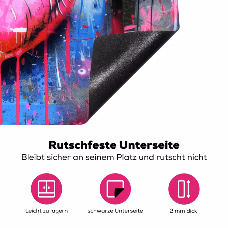 Graffiti - Lippen - Felroze - Geschilderd Inductie beschermer vinyl 3mm klein -zzzzzzz-lf-onderkant