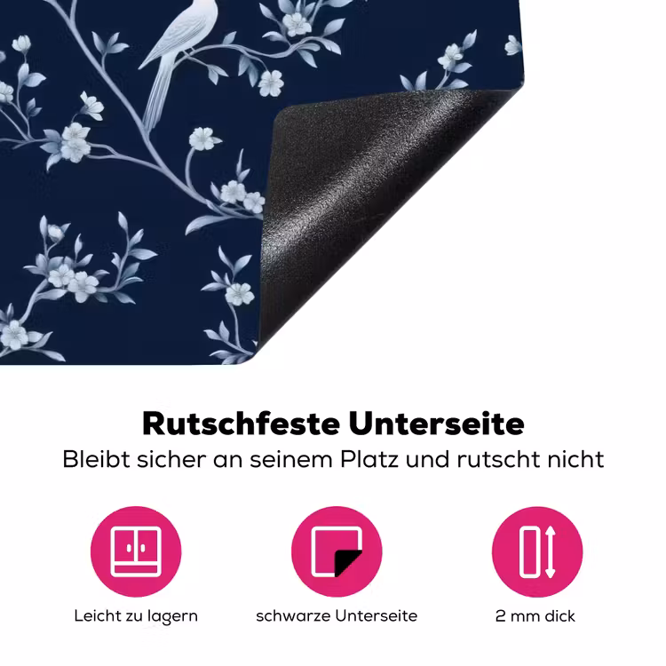 Grafisch - Bloesemtak - Blauw Inductie beschermer vinyl 3mm klein 276 -zzzzzzz-lf-onderkant