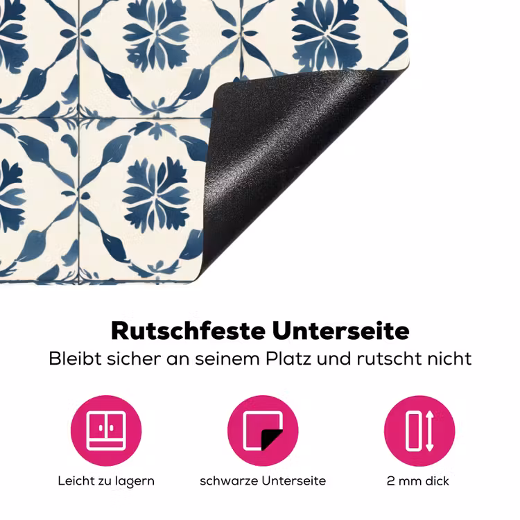 Grafisch - Tegel - Blauw Inductie beschermer vinyl 3mm klein 276 -zzzzzzz-lf-onderkant