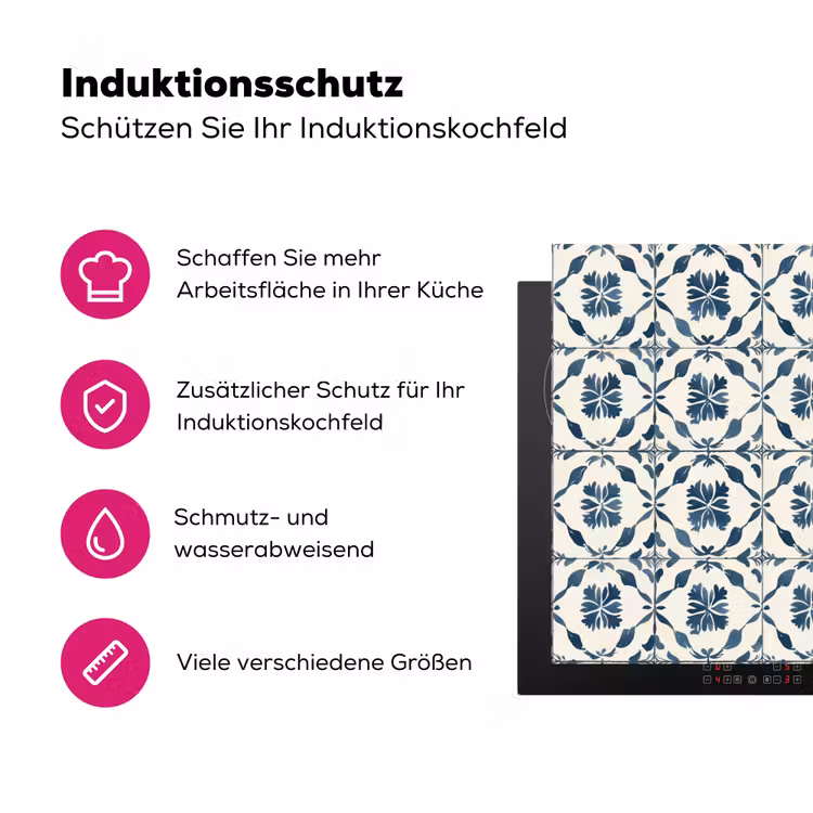 Grafisch - Tegel - Blauw Inductie beschermer vinyl 3mm klein 276 -zzzzzzz-lf-ups