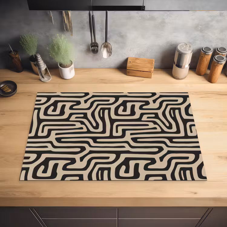 Grafisch - Lijnen - Zwart Inductie beschermer vinyl 3mm klein 276 -sfeer5