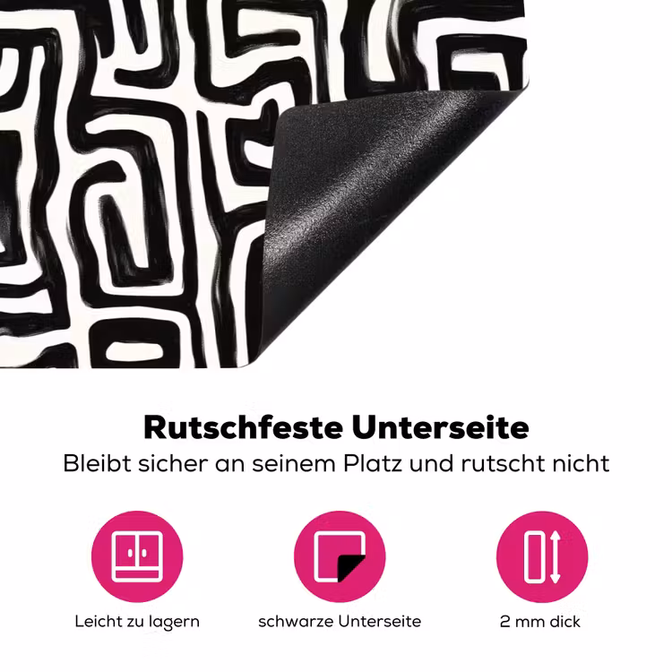 Grafisch - Lijnen - Zwart - Wit Inductie beschermer vinyl 3mm klein 276 -zzzzzzz-lf-onderkant