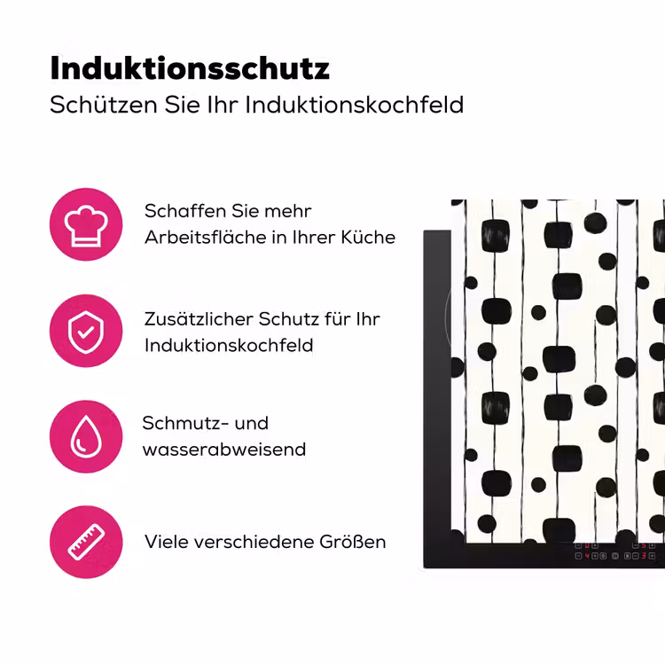 Grafisch - Modern - Zwart Inductie beschermer vinyl 3mm klein 276 -zzzzzzz-lf-ups
