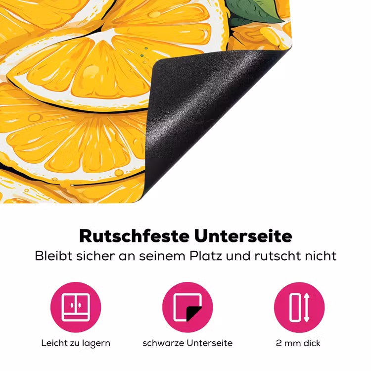 Grafisch - Citroenschijven - Blaadjes Inductie beschermer vinyl 3mm klein 276 -zzzzzzz-lf-onderkant