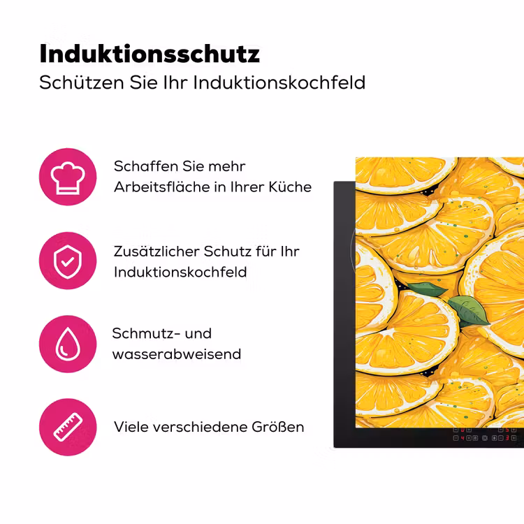 Grafisch - Citroenschijven - Blaadjes Inductie beschermer vinyl 3mm klein 276 -zzzzzzz-lf-ups