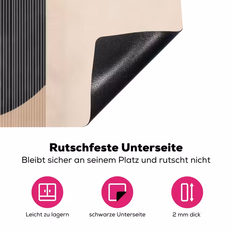 Grafisch gebogen motief - Beige Inductie beschermer vinyl 3mm klein -zzzzzzz-lf-onderkant