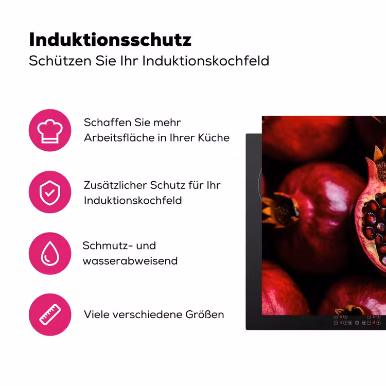 Granaatappel - Rood - Fruit Inductie beschermer vinyl 3mm klein -zzzzzzz-lf-ups