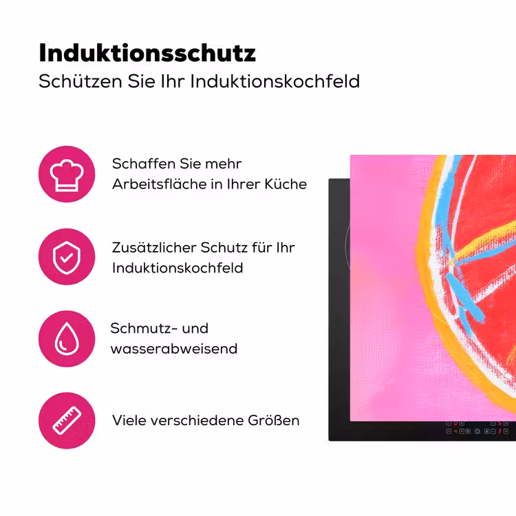 Grapefruit - Geschilderd - Roze - Strepen Inductie beschermer vinyl 3mm klein -zzzzzzz-lf-ups