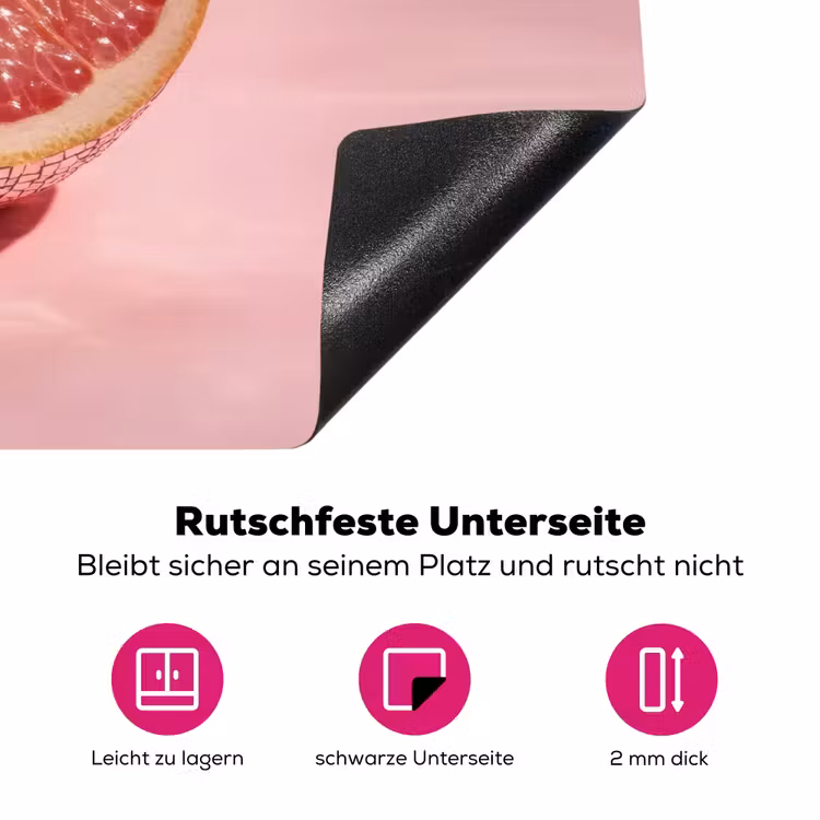 Grapefruit - Roze - Disco - Shiny Inductie beschermer vinyl 3mm klein -zzzzzzz-lf-onderkant