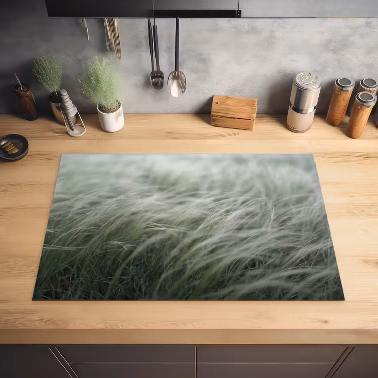 Gras - Wazig - Natuur - Groen - Zacht Inductie beschermer vinyl 3mm klein -sfeer5