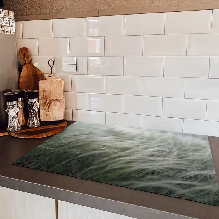 Gras - Wazig - Natuur - Groen - Zacht Inductie beschermer vinyl 3mm klein -sfeer3