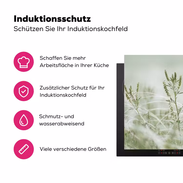 Grassen - Minimalistisch - Groen Inductie beschermer vinyl 3mm klein -zzzzzzz-lf-ups