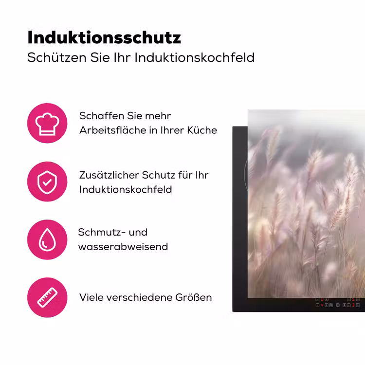 Graspluimen - Wind - Beige - Mistig Inductie beschermer vinyl 3mm klein -zzzzzzz-lf-ups