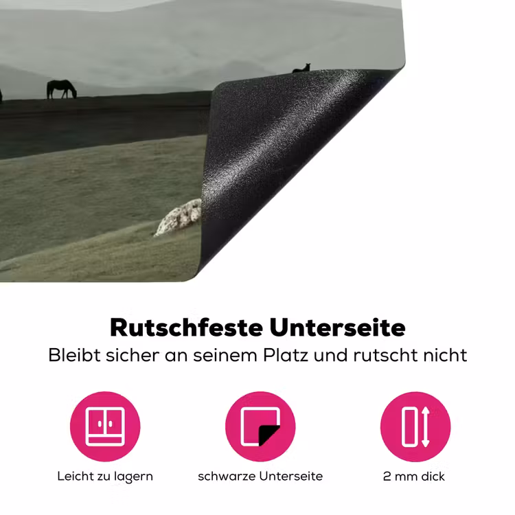 Grijs - Berg - Paarden Inductie beschermer vinyl 3mm klein -zzzzzzz-lf-onderkant