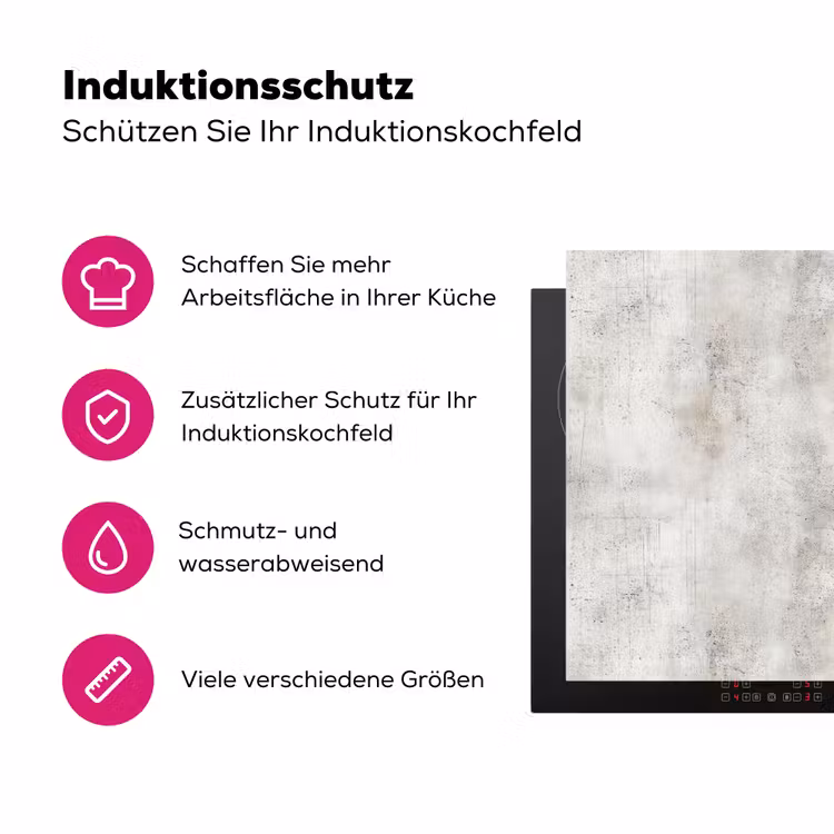 Grijs - Beton - Verweerd Inductie beschermer vinyl 3mm klein 276 -zzzzzzz-lf-ups