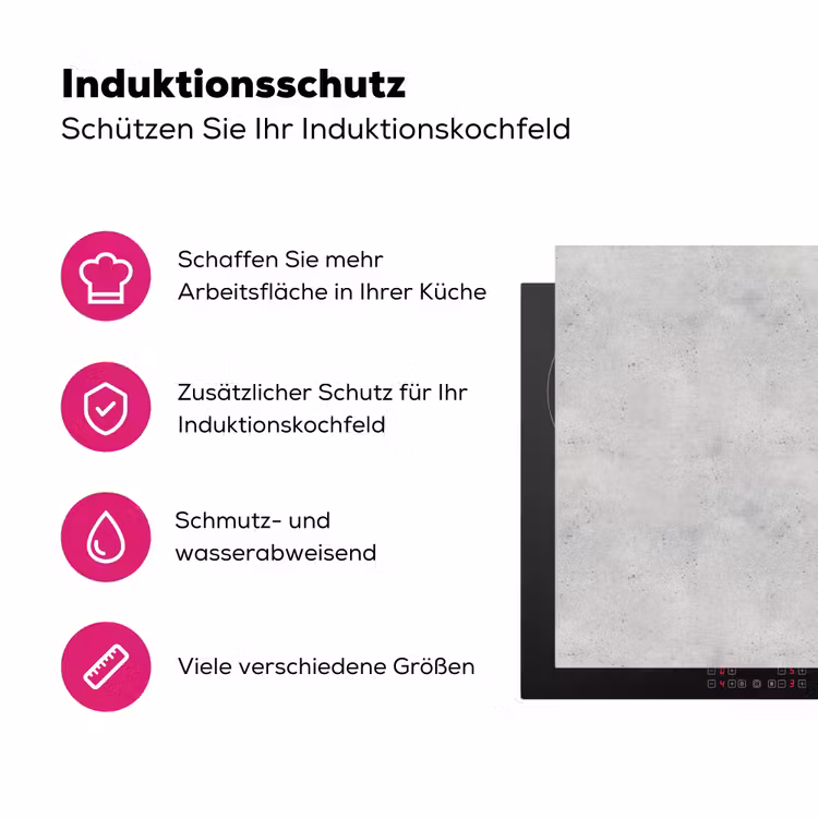Grijs - Beton - Neutraal Inductie beschermer vinyl 3mm klein 276 -zzzzzzz-lf-ups