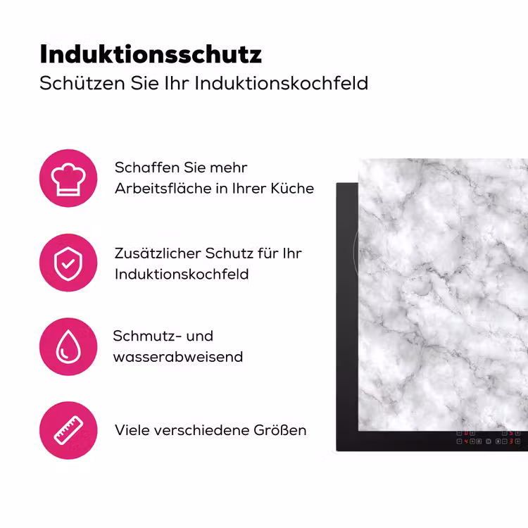 Grijs - Marmer - Klassiek - Aders Inductie beschermer vinyl 3mm klein 276 -zzzzzzz-lf-ups