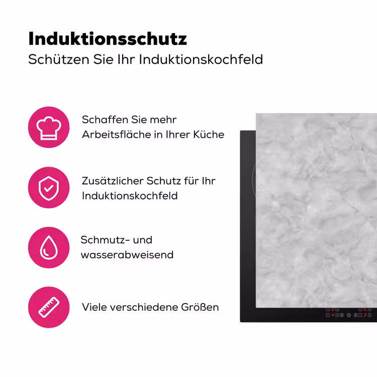 Grijs - Marmer - Mat Inductie beschermer vinyl 3mm klein 276 -zzzzzzz-lf-ups