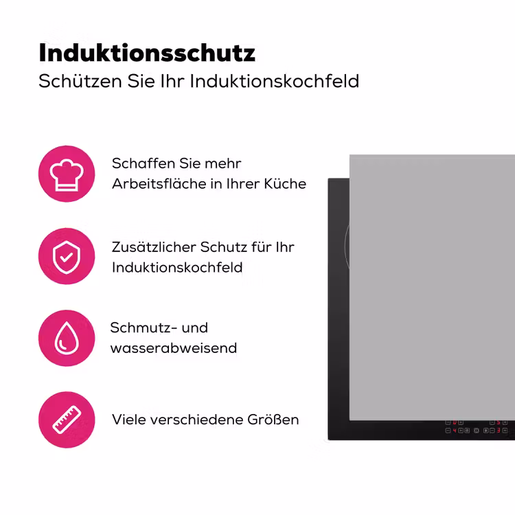 Grijs - Effen print Inductie beschermer vinyl 3mm klein 276 -zzzzzzz-lf-ups