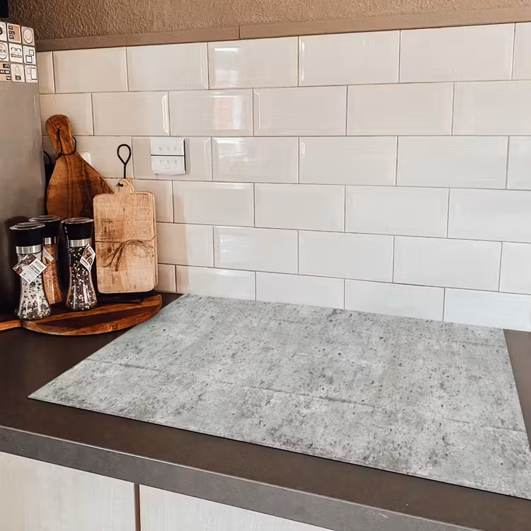 Grijs - Muur - Poriën Inductie beschermer vinyl 3mm klein 276 -sfeer3