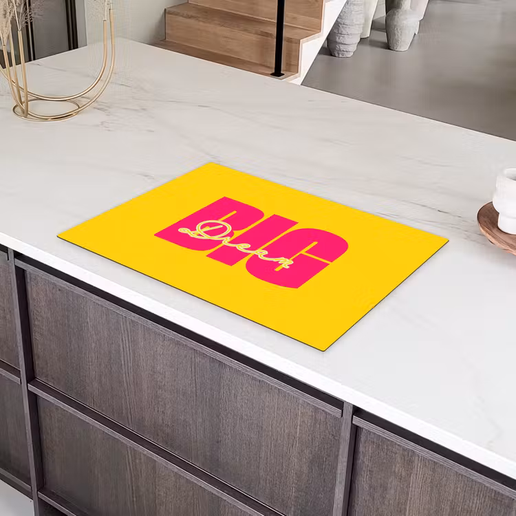 Dream big - Geel - Roze Inductie beschermer vinyl 3mm klein -sfeer8