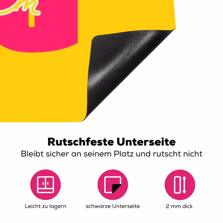 Dream big - Geel - Roze Inductie beschermer vinyl 3mm klein -zzzzzzz-lf-onderkant