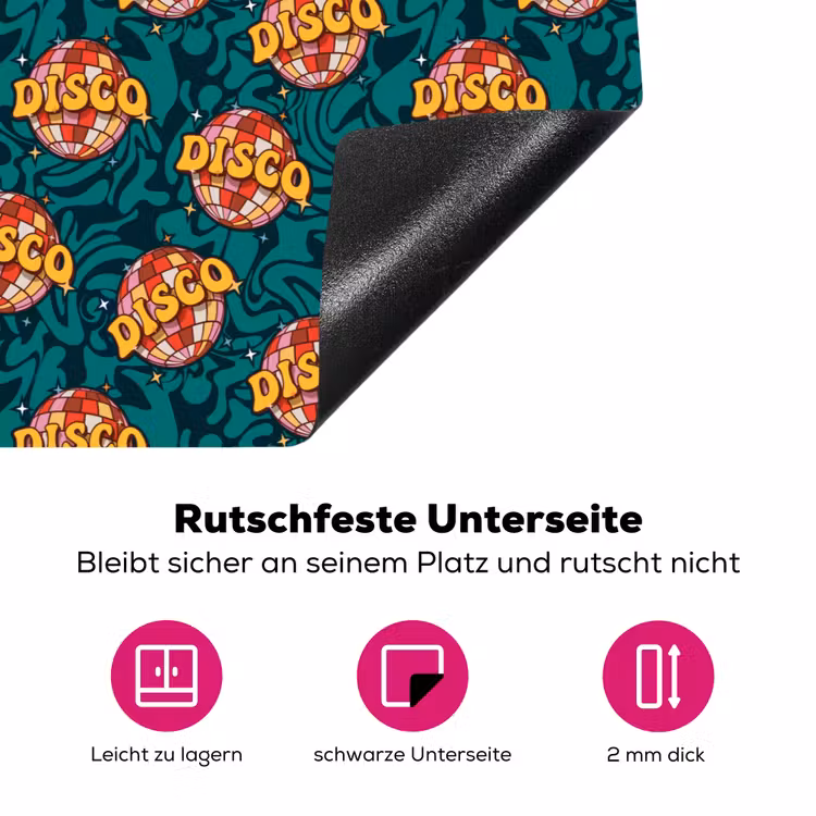 Retro - Disco - Swingend - Groen - Multi Inductie beschermer vinyl 3mm klein 276 -zzzzzzz-lf-onderkant