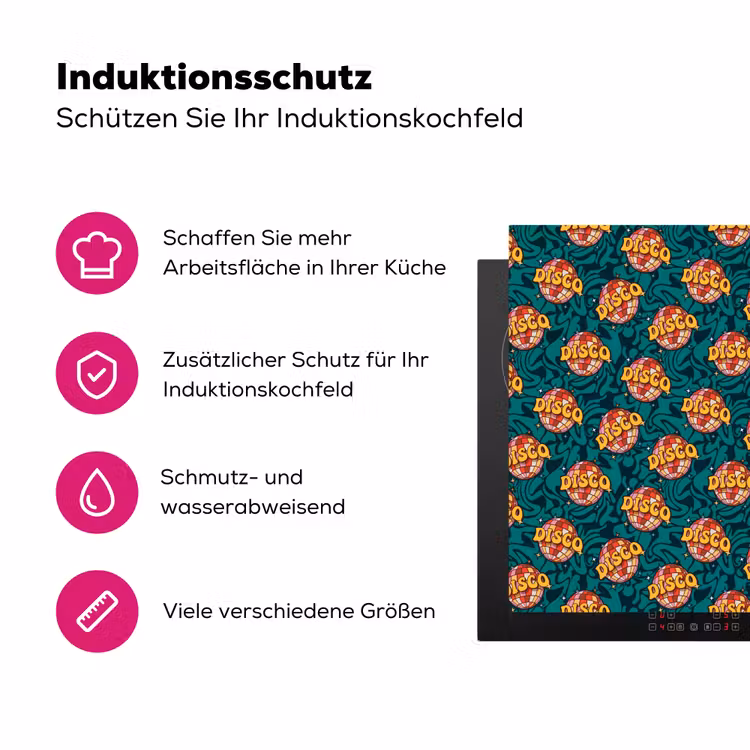 Retro - Disco - Swingend - Groen - Multi Inductie beschermer vinyl 3mm klein 276 -zzzzzzz-lf-ups