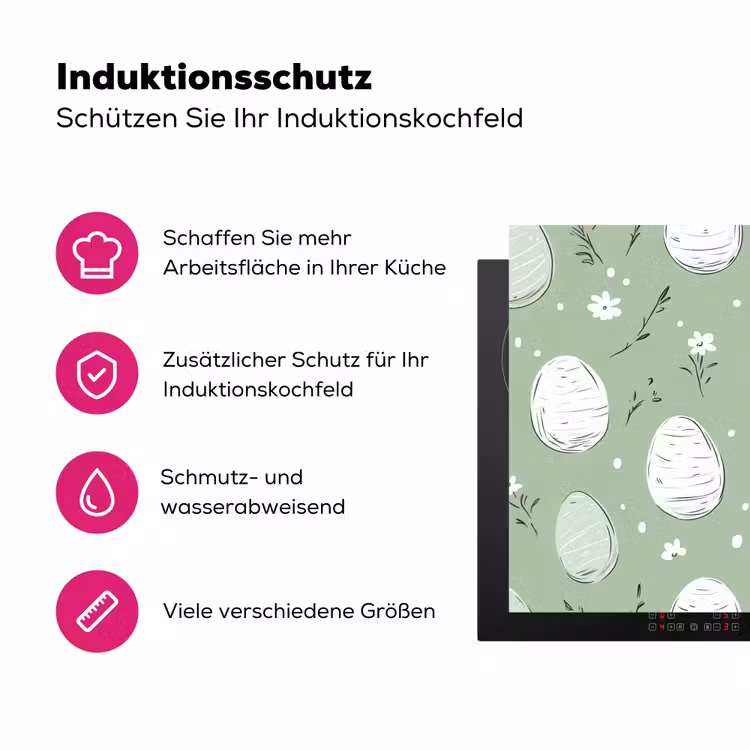 Groen - Eieren - Patroon Inductie beschermer vinyl 3mm klein -zzzzzzz-lf-ups