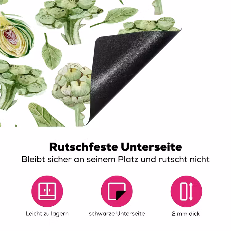 Groene - Groente - Broccoli - Artisjokken Inductie beschermer vinyl 3mm klein 276 -zzzzzzz-lf-onderkant