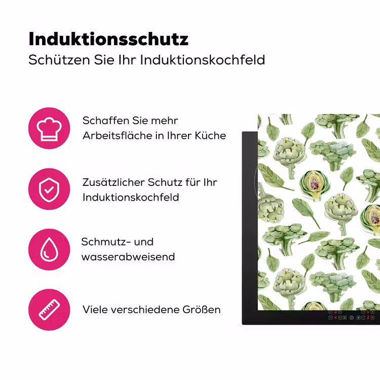 Groene - Groente - Broccoli - Artisjokken Inductie beschermer vinyl 3mm klein 276 -zzzzzzz-lf-ups