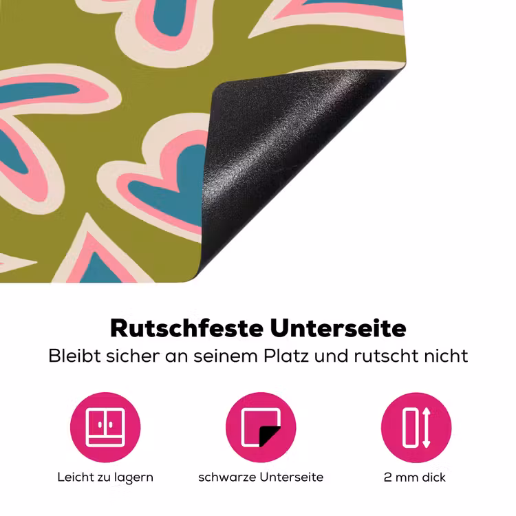 Groen - Retro - Hartjes - Patroon Inductie beschermer vinyl 3mm klein 276 -zzzzzzz-lf-onderkant
