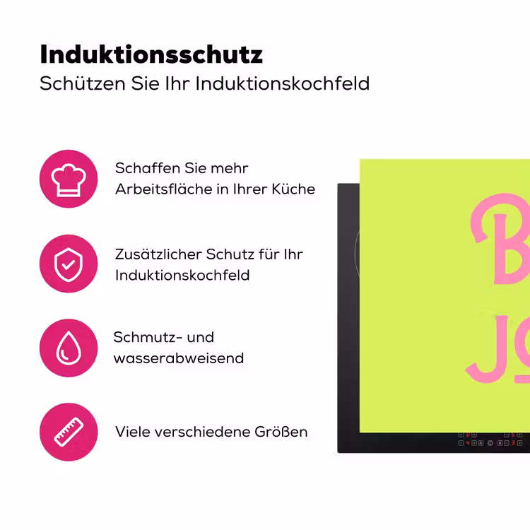 Groen - Roze bonjour - art-deco Inductie beschermer vinyl 3mm klein -zzzzzzz-lf-ups
