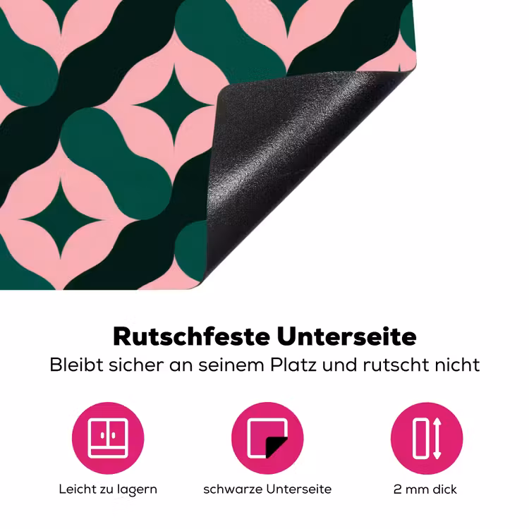 Groen - Roze - Retro - Sterren Inductie beschermer vinyl 3mm klein 276 -zzzzzzz-lf-onderkant