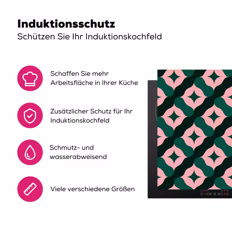 Groen - Roze - Retro - Sterren Inductie beschermer vinyl 3mm klein 276 -zzzzzzz-lf-ups