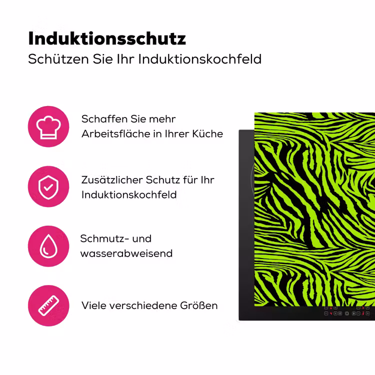 Groen - Zwart - Zebra Inductie beschermer vinyl 3mm klein 276 -zzzzzzz-lf-ups