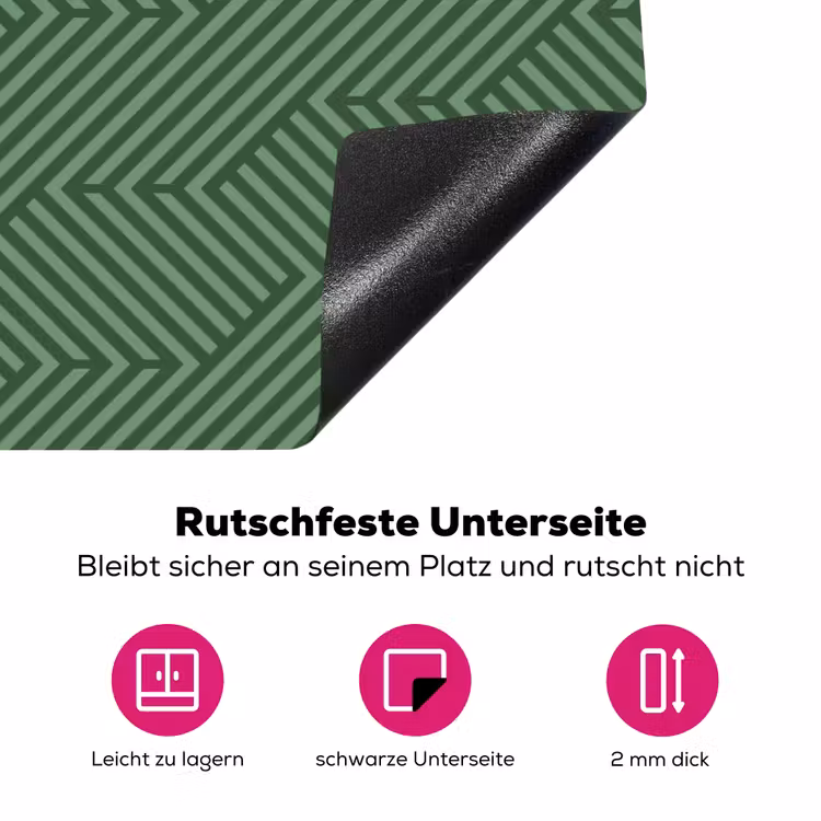Groen - Strepen - Patroon Inductie beschermer vinyl 3mm klein 276 -zzzzzzz-lf-onderkant
