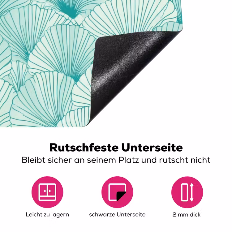Groen - Wit - Ginko - Getekend - Textuur Inductie beschermer vinyl 3mm klein 276 -zzzzzzz-lf-onderkant