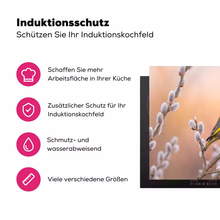 Groenling - Katjes - Lente - Natuur - Zacht Inductie beschermer vinyl 3mm klein -zzzzzzz-lf-ups