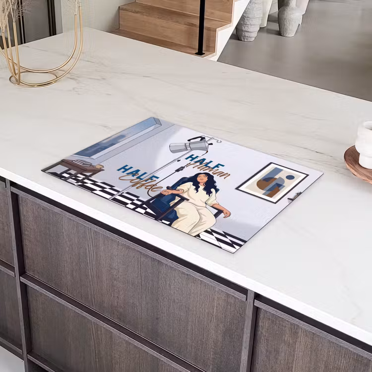 Half human, Half Coffee - Infuus - Koffie Inductie beschermer vinyl 3mm klein -sfeer8