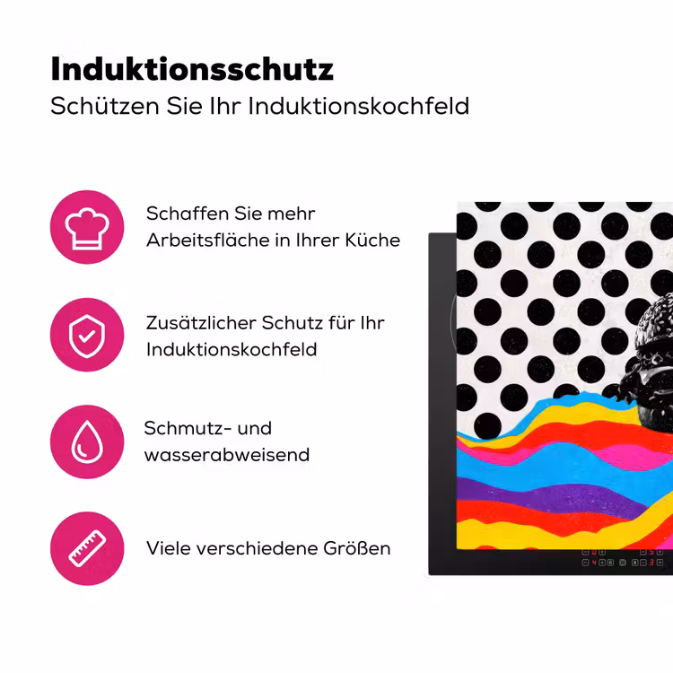 Hamburger - Stippen - Golven - Kleuren Inductie beschermer vinyl 3mm klein -zzzzzzz-lf-ups