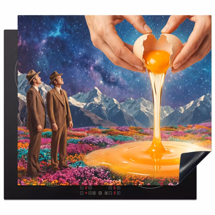 Herdabdeckplatte - Hände – Ei – Surrealismus - Handen - Ei - Surrealisme Inductie beschermer vinyl 3mm middel