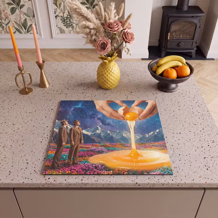 Herdabdeckplatte - Hände – Ei – Surrealismus - Handen - Ei - Surrealisme Inductie beschermer vinyl 3mm middel