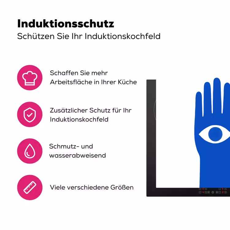 Handen - Twee - Ogen - Blauw Inductie beschermer vinyl 3mm klein -zzzzzzz-lf-ups