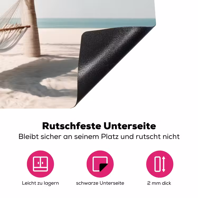 Hangmat - Palmbomen - Strand - Zee Inductie beschermer vinyl 3mm klein -zzzzzzz-lf-onderkant