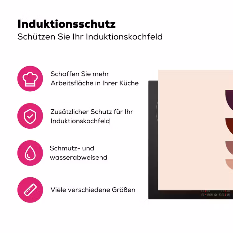 Harmonieus - Symmetrisch - Rood Inductie beschermer vinyl 3mm klein -zzzzzzz-lf-ups