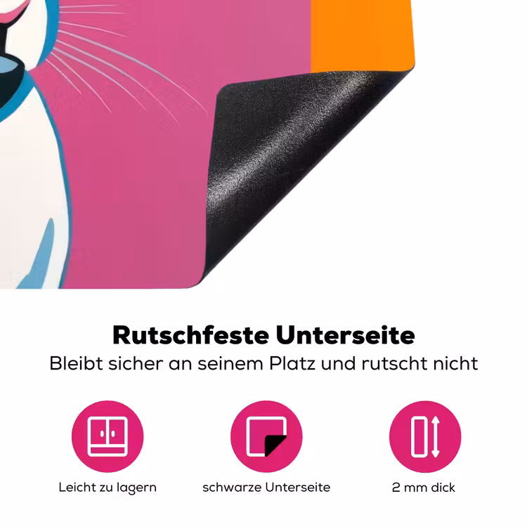 Haas - Kleurvakken - Oren - Roze Inductie beschermer vinyl 3mm klein -zzzzzzz-lf-onderkant